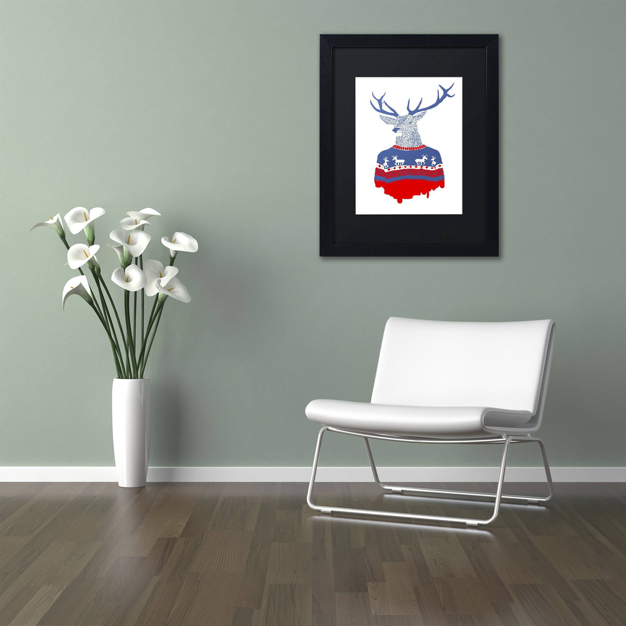 Trademark Fine Art 'Ugly Winter Pullover' Canvas Art by Robert Farkas, Black Matte, Black Frame