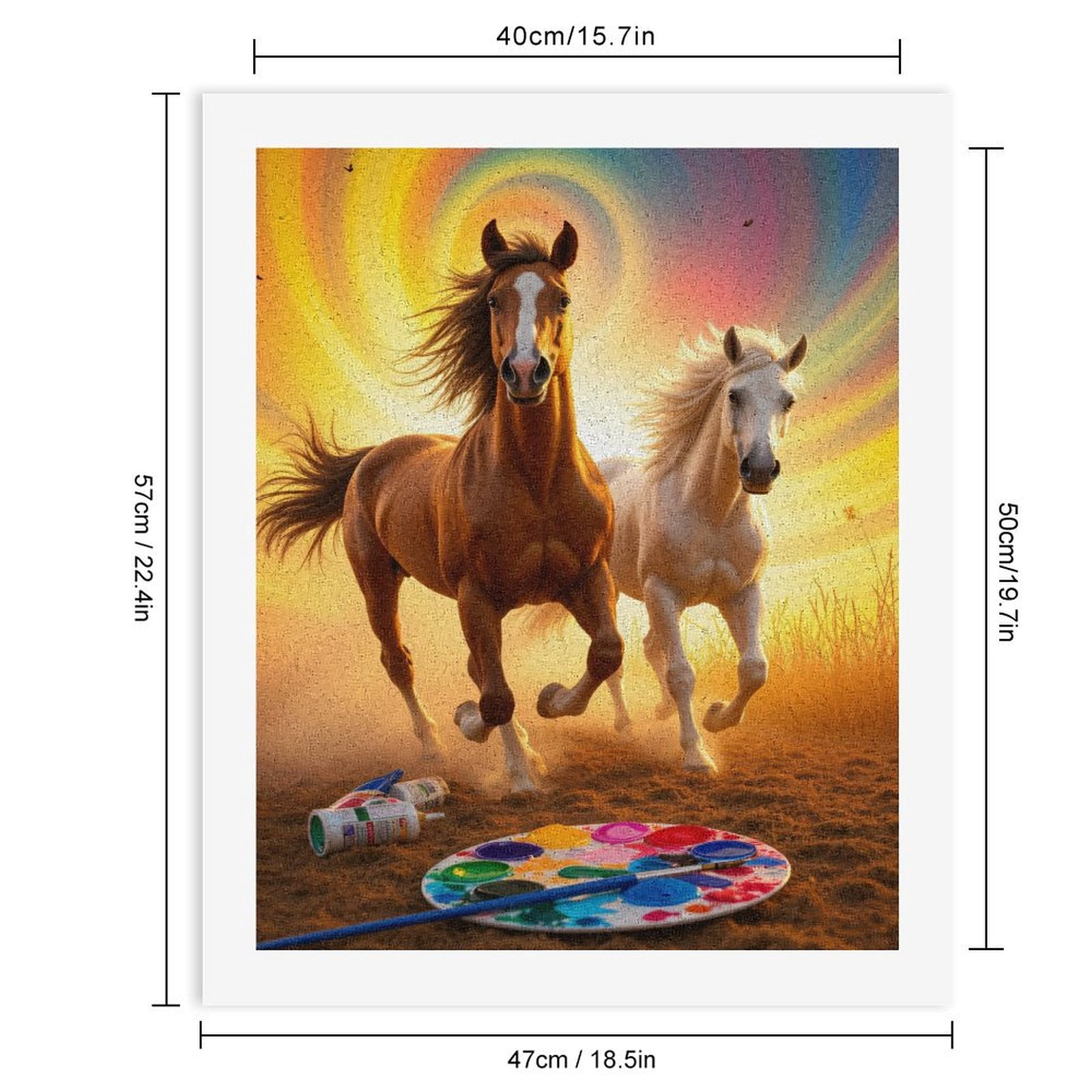 Paint By Numbers Kit for Adults Beginner - DIY Horses Colorful Sunset Art Palette Canvas Painting Kits for Adults, Frameless Paint By Number for Adults for Home Wall Decor 16x20 Inch