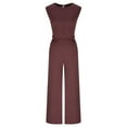 thumbnail image 4 of Womans Pants Women's Color Sleeveless Round Neck Eastic Waist Wide Leg Pants Casual Women's Jumpsuit Pants Travel Pants Comfortable Work Pants Women, 4 of 6