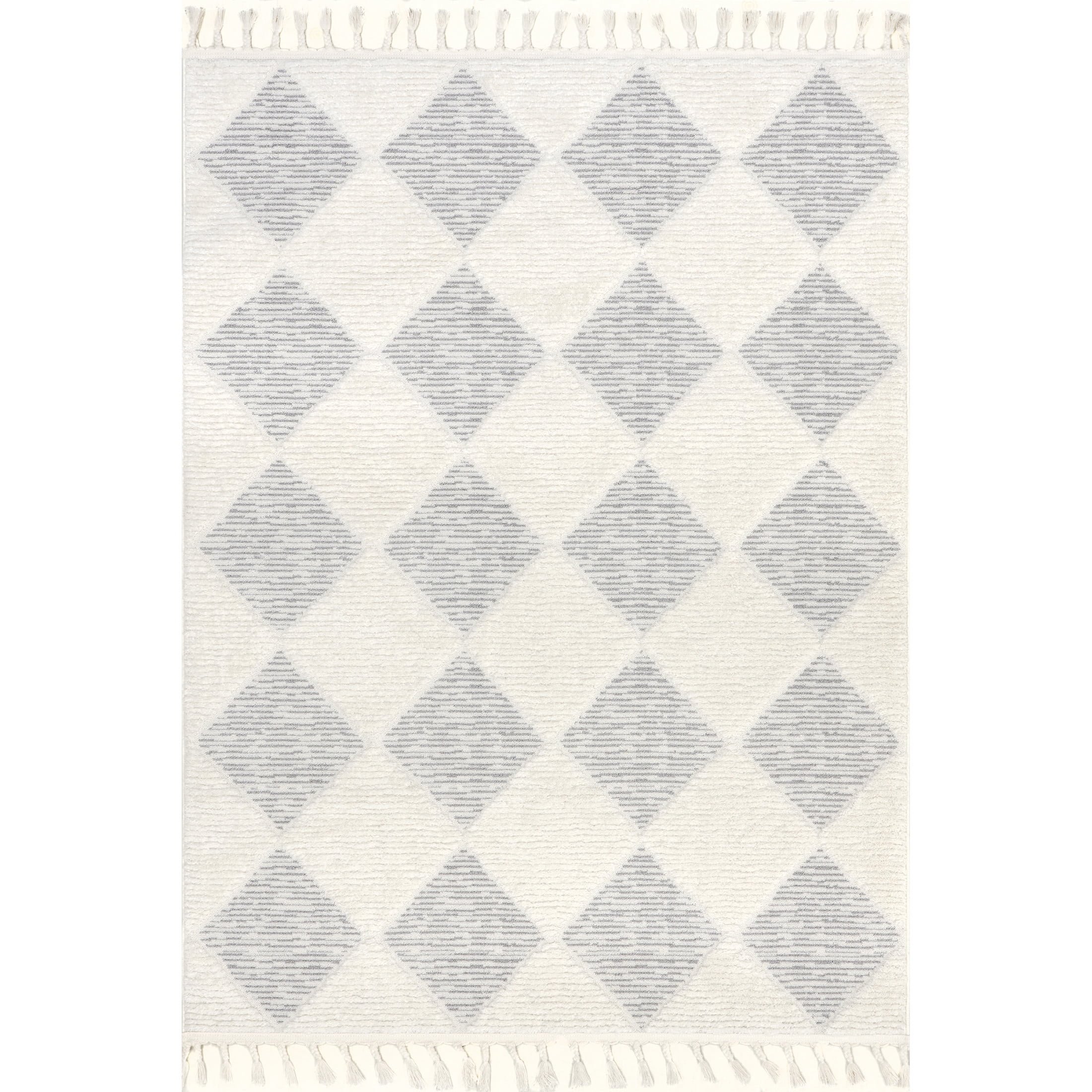 nuLOOM Marissa High/Low Diamond Tassel Area Rug, 10' x 14', Marissa Off-white