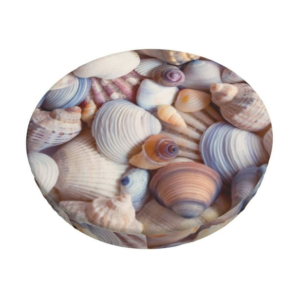 Disketp Sea Shells Funda Redonda para Taburete, Funda de Cojín para Silla de Bar Suave y Elástica-13 inch