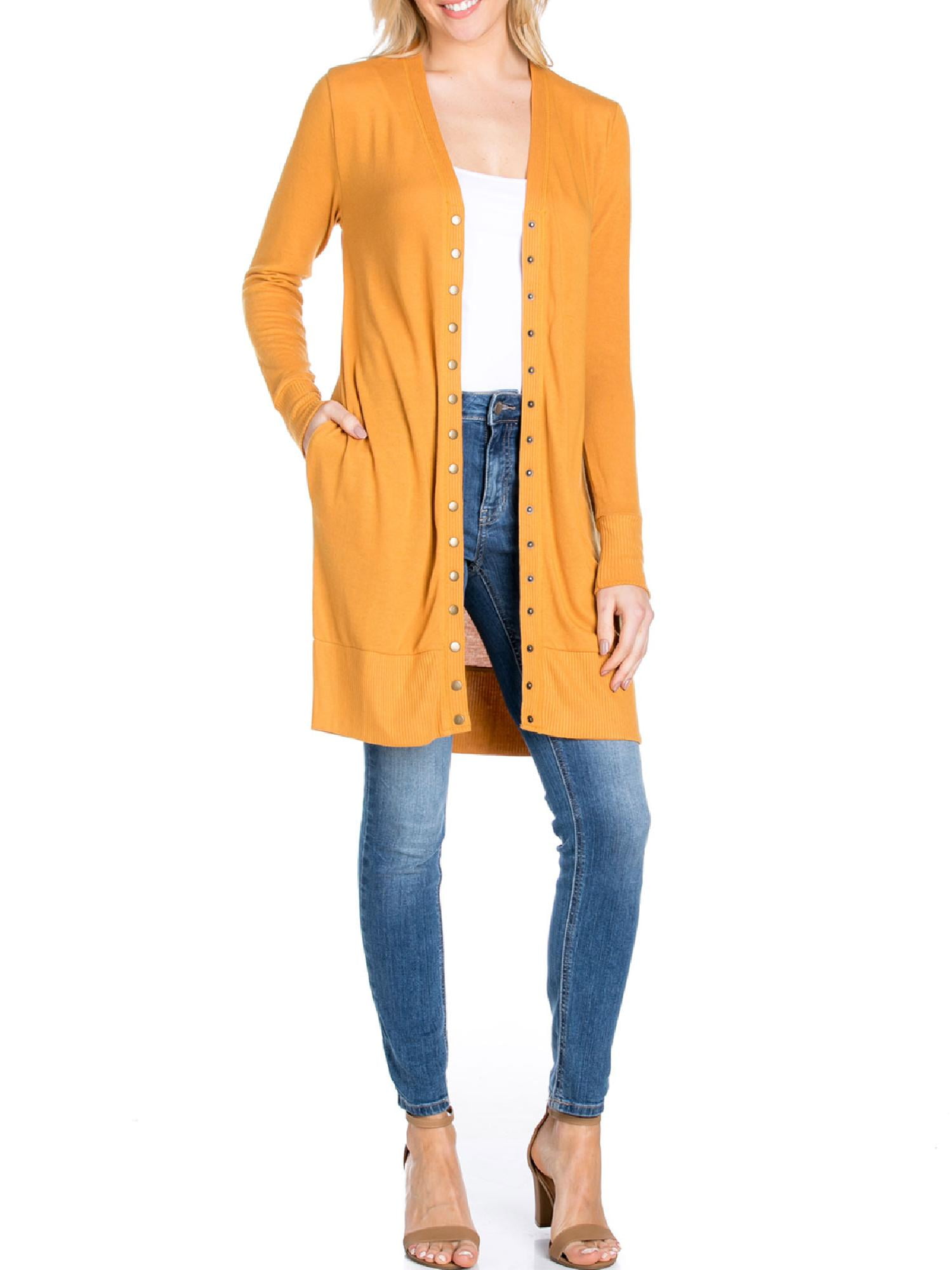 mustard snap cardigan
