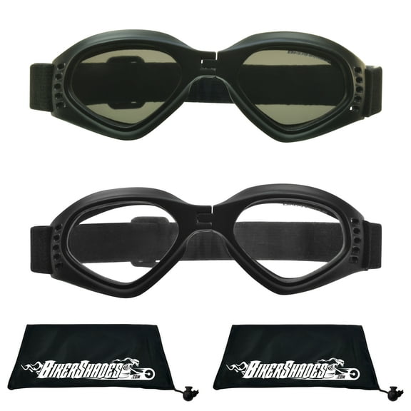 Bikershades Kids Safety Sunglass Goggles Foldable Boys Girls 3 to 8 Years Old Motorcycle Motor-Cross Extreme Sports Skiing