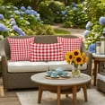 thumbnail image 5 of Red White Plaid Outdoor Pillow Covers 24x24 Inch Throw Pillow Covers Set of 2 Waterproof Decorative Pillow Cases Modern Farmhouse Buffalo Check Gingham Cushion Covers for Patio Furniture Garden Couch, 5 of 8