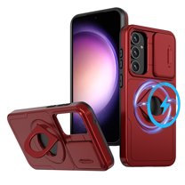 ELEHOLD for Samsung Galaxy A54 5G Magnetic Case,Rugged Hard PC Protective Case with Rotation Ring Holder Kickstand Sliding Camera Protector Compatible with Mag Safe for Samsung Galaxy A54 5G, Red