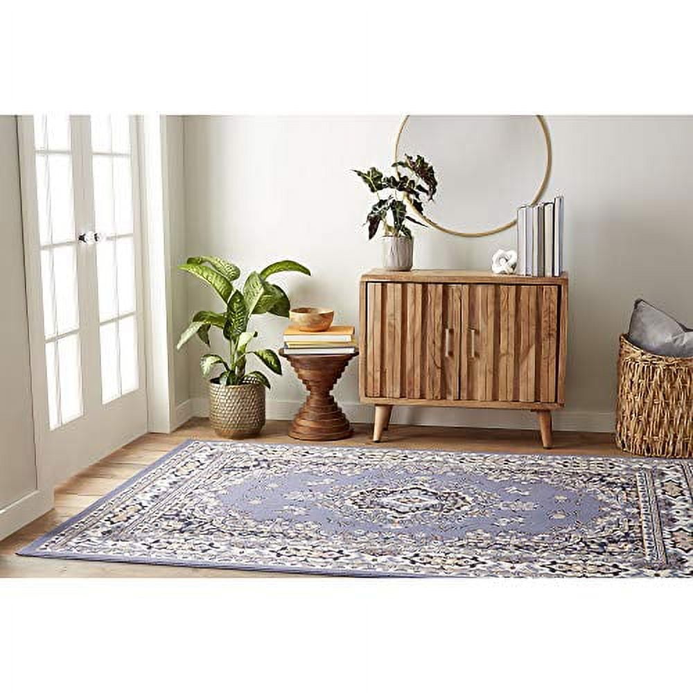 Home Dynamix Premium Sakarya Traditional Medallion Area Rug, Country Blue/Brown, 21"x35"