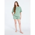 thumbnail image 3 of Joyspun Women's French Terry Lounge Sleep Short Sleeve Top and Shorts Set, 2-Piece, Sizes XS-3X, 3 of 6