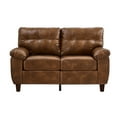 thumbnail image 6 of 59" Breathable Faux Leather Small Loveseat Couch, 2 Seater Sofa with Storage Space, Comfortable Loveseat with Wide Armrest for Living Room, Brown, 6 of 6