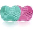 thumbnail image 1 of Paquete de 2 almohadillas de limpieza NQ para brochas de maquillaje silicona rosa y v, 1 of 5