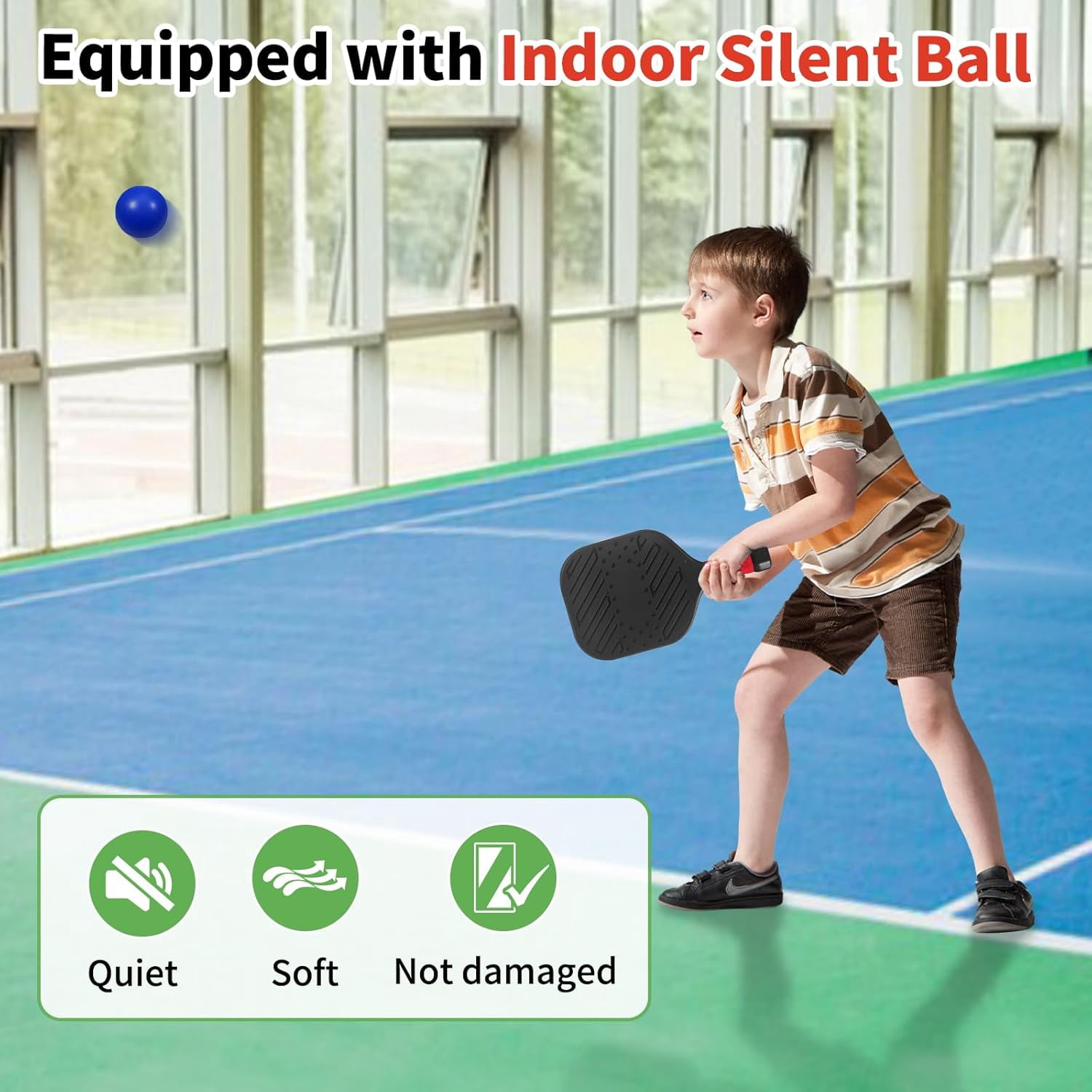 Rorland Waterproof Lightweight Pickleball Paddles Set,Beach Pool Toys Fun Play Sport Game, 2 Silence Balls and 2 Pickleballs, Ideal for Indoor Outdoor Activities
