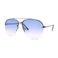 thumbnail image 2 of Mens Half Rim Double Bridge Tear Drop Pilot Metal Rim Sunglasses Silver Navy Pink, 2 of 4