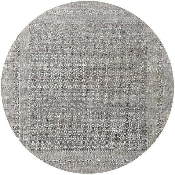 Ahgly Company Machine Washable Indoor Round Industrial Modern Pale Silver Gray Area Rugs, 5' Round