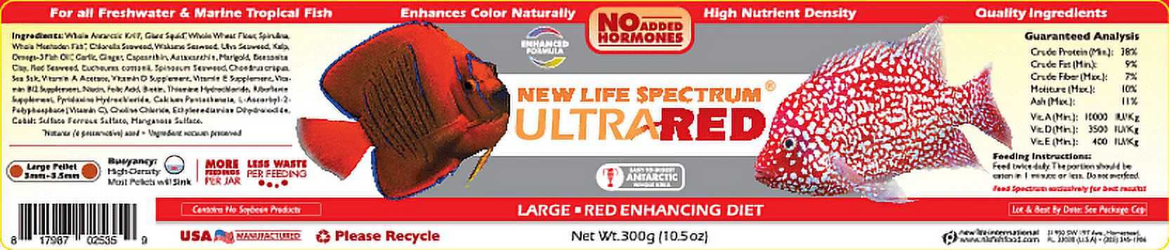 New Life Spectrum UltraRed Color Enhancing High-Density Fish Food Diet, 300 g