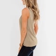 thumbnail image 4 of AJTQTH Women Stylish Crewneck Ruched Sleeveless Tees Solid Color Tshirts Tops Loose Fit Comfy Lightweight Blouses Pregnancy Clothes for Summer Casual Khaki L, 4 of 7