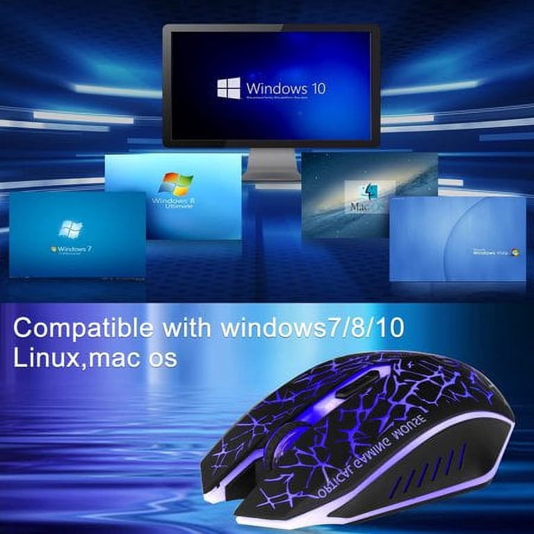 Wireless Gaming Mouse Rechargeable USB 2.4G Computer Mouse with 7