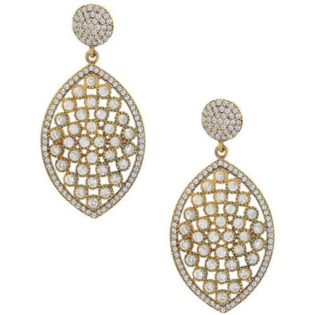 Pori Jewelers White Topaz Gold over Sterling Silver Earrings