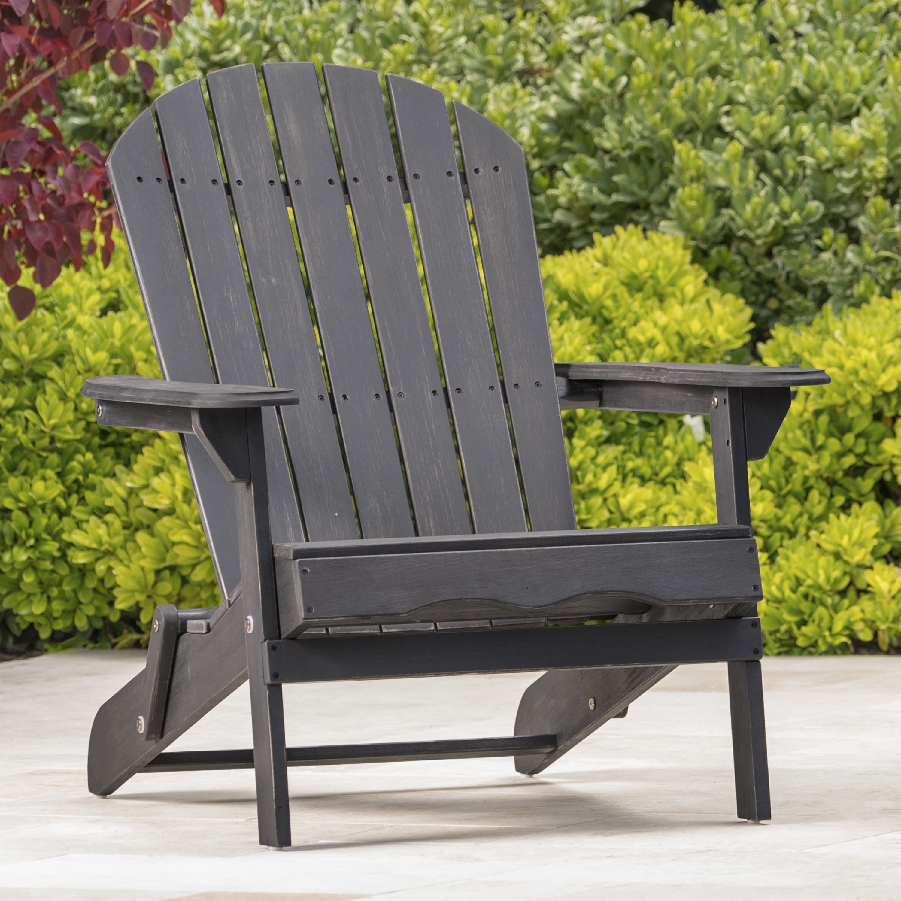 Folding Adirondack Chair, Outdoor Acacia Wood Patio Chair for Garden, White