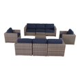 thumbnail image 1 of Living Source International Ensemble Sectionnel en Osier 9 Pcs avec Coussins Bleu Marine, 1 of 2
