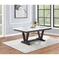 thumbnail image 3 of Transitional Weathered Gray Wood Dining Table with Faux Marble Top, 3 of 4