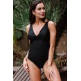 thumbnail image 3 of ABPHQTO Traje de baño de una pieza sin espalda con parte delantera torcida negra para mujer, 3 of 5