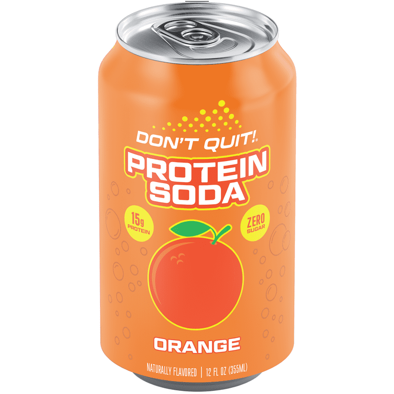 DON'T QUIT Protein Soda Orange, 15g Protein, 12oz, Case of 12