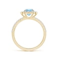 thumbnail image 2 of ANGARA Natural Vintage Style Aquamarine Flower Ring with Diamond Accents in 14K Yellow Gold for Women (Size-6mm) | March Birthstone, Anniversary, Jewelry Gift for Women | Natural Aquamarine Ring, 2 of 9