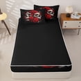 thumbnail image 4 of Homewish Red Rose Skulls Zipper Full Size Comforter Sets with Fitted Sheet and 2 Pillowcases for Women Men, Splatter Gothic Graffiti Art Zipper Bedding Set, Black Reversible, 4pcs, 4 of 6