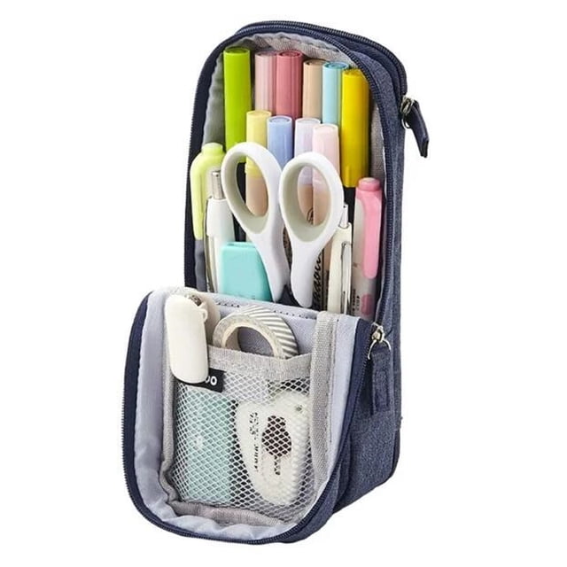 Under 10 Office&Craft&Stationery Korean Creative Double Layer Folding Pen Bag Simple and Large Capacity Multi Functional Stationery Box for Girls In Junior High School