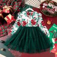 thumbnail image 4 of GDREDA Barboteuse pour Bébés Filles Automne et Hiver Nouveaux Vêtements pour Filles Robe à Manches Longues Imprimée Col Rond Robe de Fête de Noël (Vert, 5-6 Ans), 4 of 8