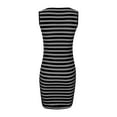 thumbnail image 5 of Luxalzxs T Shirt Tank Dress for Women Striped Print Round Neck Sleeveless Tank Top Mini Dress Plus Size Slim Fit Summer Dresses Midi Length Casual Dresses, 5 of 5