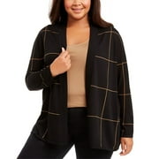Anne Klein Women's Plus Plaid Open Front Cardigan Black Size 1X