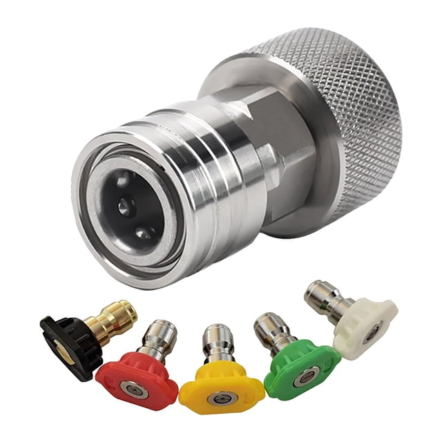 Adaptateur de Boyau d'Arrosage vers Mini Laveuse 3/4 à 1/4 Po Boyau d'Arrosage Fixation de Laveuse à Pression Raccord de Boyau d'Eau vers Laveuse Acier Inoxydable