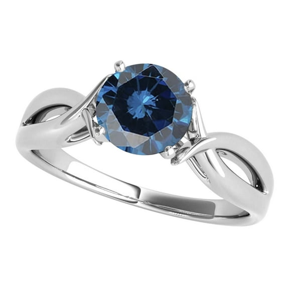 Mauli Jewels Engagement Rings for Women 1.00 Carat Blue Diamond Solitaire Engagement ring4 prong14K White Gold