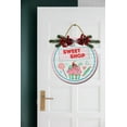 thumbnail image 2 of Santa's Sweet Shop Sign Front for Door Decoration, 12 in Round Wood Wreaths Wall Hanging Outdoor, Farmhouse, Porch, for Spring Summer Fall All Seasons Holiday Christmas, 2 of 5