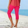thumbnail image 5 of Minjewel Capri Pants for Women - Casual Stretch High Waist Abdominal Yoga Pants Soft Compression - Workout Base 7/8 Length Bottoms,Hot Pink M, 5 of 5