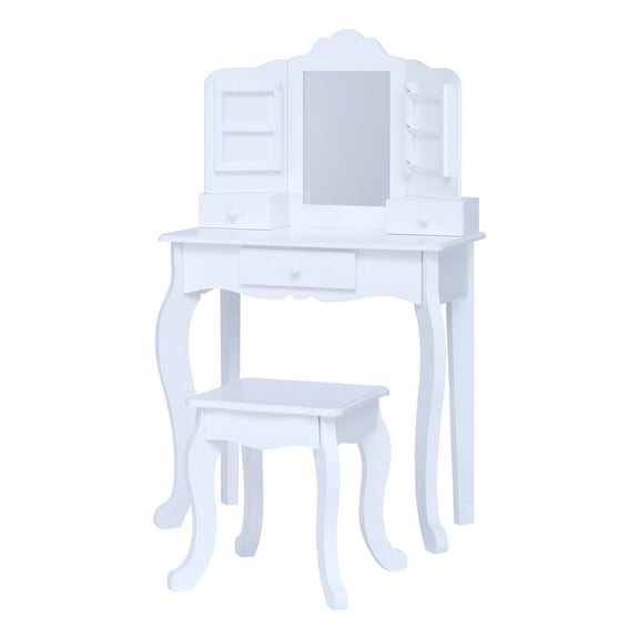 Fantasy Fields Little Princess Kids Vanity Set with Table and Stool, White