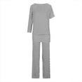 thumbnail image 4 of Ensemble de Survêtement 2 Pcs pour Femmes, Épaule Inclinée, Manches Longues, Poches, Blanc TG, 4 of 6