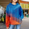 thumbnail image 2 of Mercatoo Girls Waffl Texture Hoodi Long Sleeve Geometric Print, Casual Comfy School Pullover Sweatshirt for Daily Wear, 2 of 7