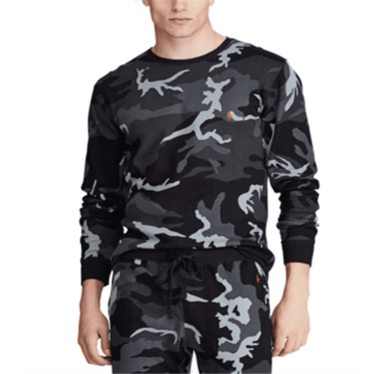 Ralph Lauren Men s Camo Waffle Knit Thermal Pajama Shirt Gray Size
