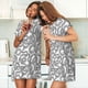 thumbnail image 4 of Fotbe Snake Bata de Dormir para Mujer con Estampado, Camisón de Algodón de Manga Corta, Ropa de Dormir Casual, 4 of 6