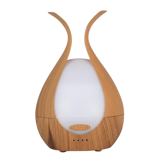 Difr de aceite esencial, difr pequeño portátil de 200 ml, difr de aire con 7 colores de luz LED, apagado automático para viajes en e Madera clara Sunnimix Humidificador portátil