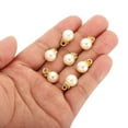 thumbnail image 4 of Unique Bargains Pendentifs Perles Factices 10 mm, Lot de 100 Perles Rondes Imitation Perle avec Strass, Beige Doré, 4 of 6