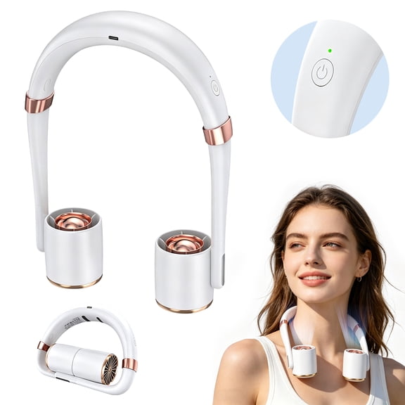 JELLOO Neck Fan for Travel - Personal Portable USB-C Recargable Battery Powered Fans Cooling Gift for Men & Women, Speeds Adjustable