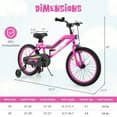 thumbnail image 3 of Costway Vélo pour Enfants 18 Pouces à DEL avec Siège Ajustable, Frein à Rétropédalage, Roues Stabilisatrices, Rose, 3 of 10