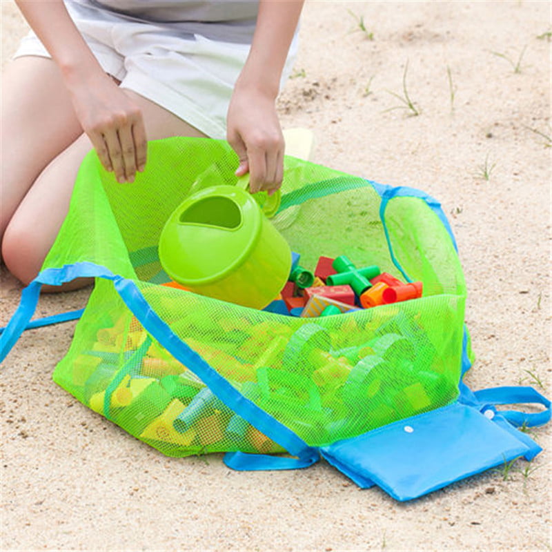 Portable Tote Hang Kids Toy Storage Summer Beach Net Shell Sand Collect Mesh Bag 