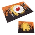 thumbnail image 1 of DouZhe Ensemble de 4 Napperons en Polyester, Motif Evil Pumpkin Face Halloween Résistant à la Chaleur pour Table à Manger, 12 Pouces x 18 Pouces, 1 of 6
