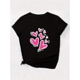 thumbnail image 2 of Camiseta informal de cuello redondo para mujer con estampado de corazones, de algodón, ligera, de manga corta, para todas las estaciones, para adultos, hombres, mujeres, adolescentes, jóvenes., 2 of 6