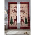 thumbnail image 4 of Merry Christmas Sheer Curtains 84 inches Long 2 Panels Set Elk Deer and Green Xmas Tree Tiers Sheers Rod Pocket Small Window Short Curtains for Kitchen Cafe, Each 52" W x 84" L, 4 of 7