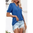 thumbnail image 3 of ONLYSHE Womens Summer Blouse Puff Short Sleeve V Neckline T Shirts Breathable Loose Fit Tunic Tops, 3 of 5