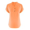 thumbnail image 5 of Itsame Short Shirt Sleeved Tops for Womens T-Shirt Fashionable Solid Color Relaxed Round Neck Button Blouses Orange Size 4XL, 5 of 6